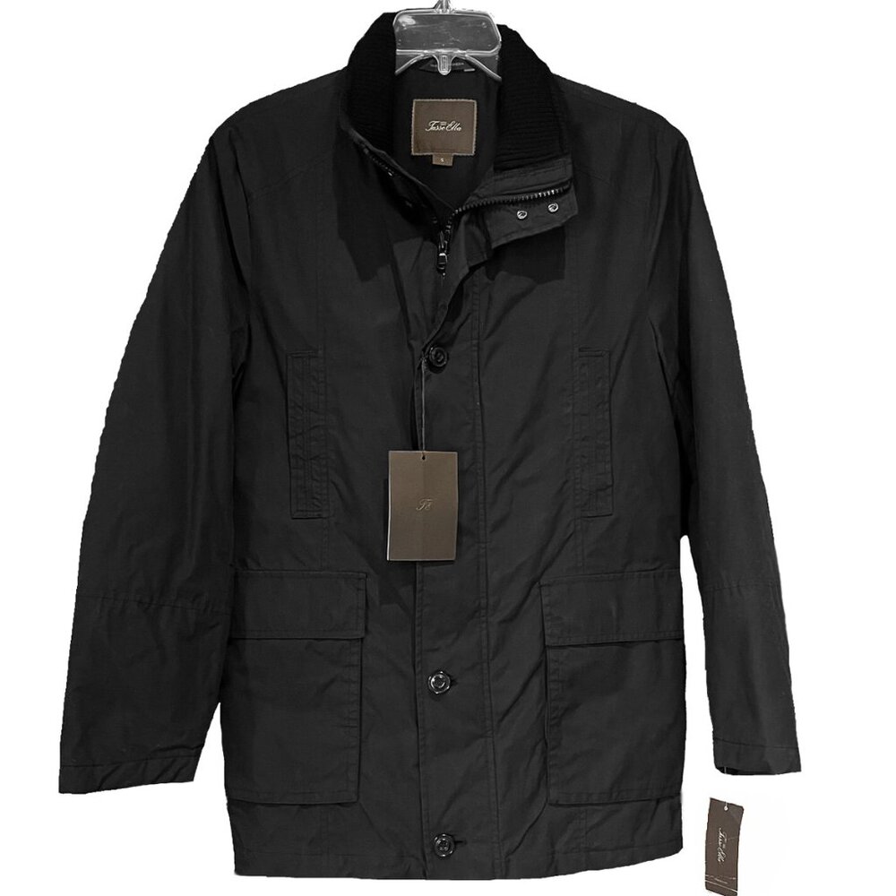 NEW $275 Macy's Tasso Elba Peacoat Jacket!  Black  Weathered Cotton  3/4 Length